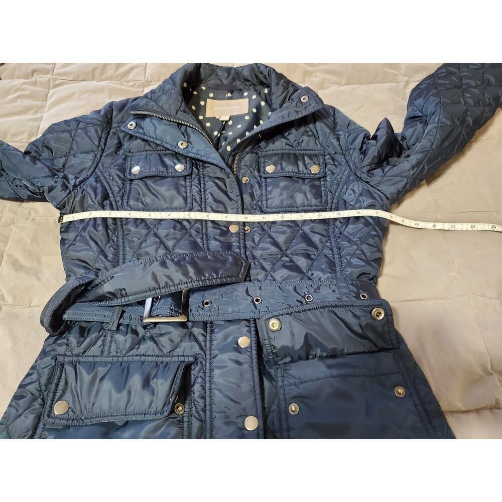 Banana Republic Quilted Belted Jacket XS True Navy Polka Dot Lining - Picture 5 of 12